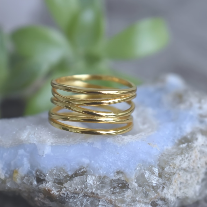 Copper Spiral Ring Geometric Band Size 6 11 Ideal for Vacation Wedding